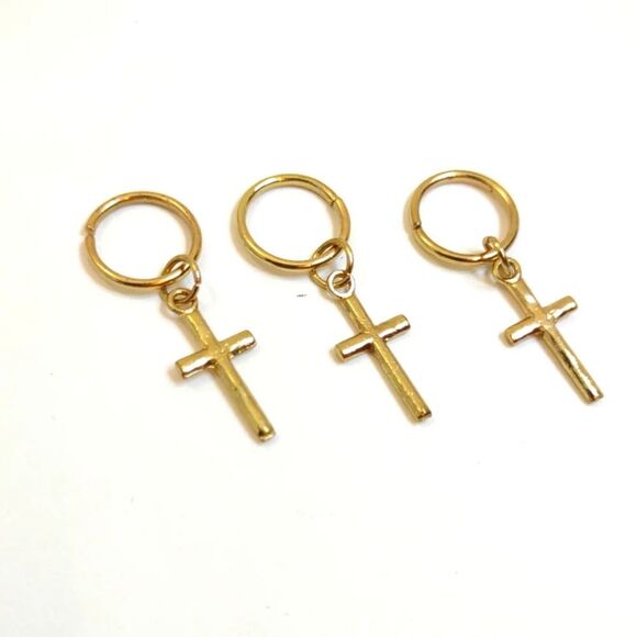 Gold Cross Hair Jewelry lot of 3 - Picture 2 of 6
